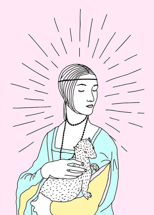 Ilustracja: dama z gronostajem w pastelach