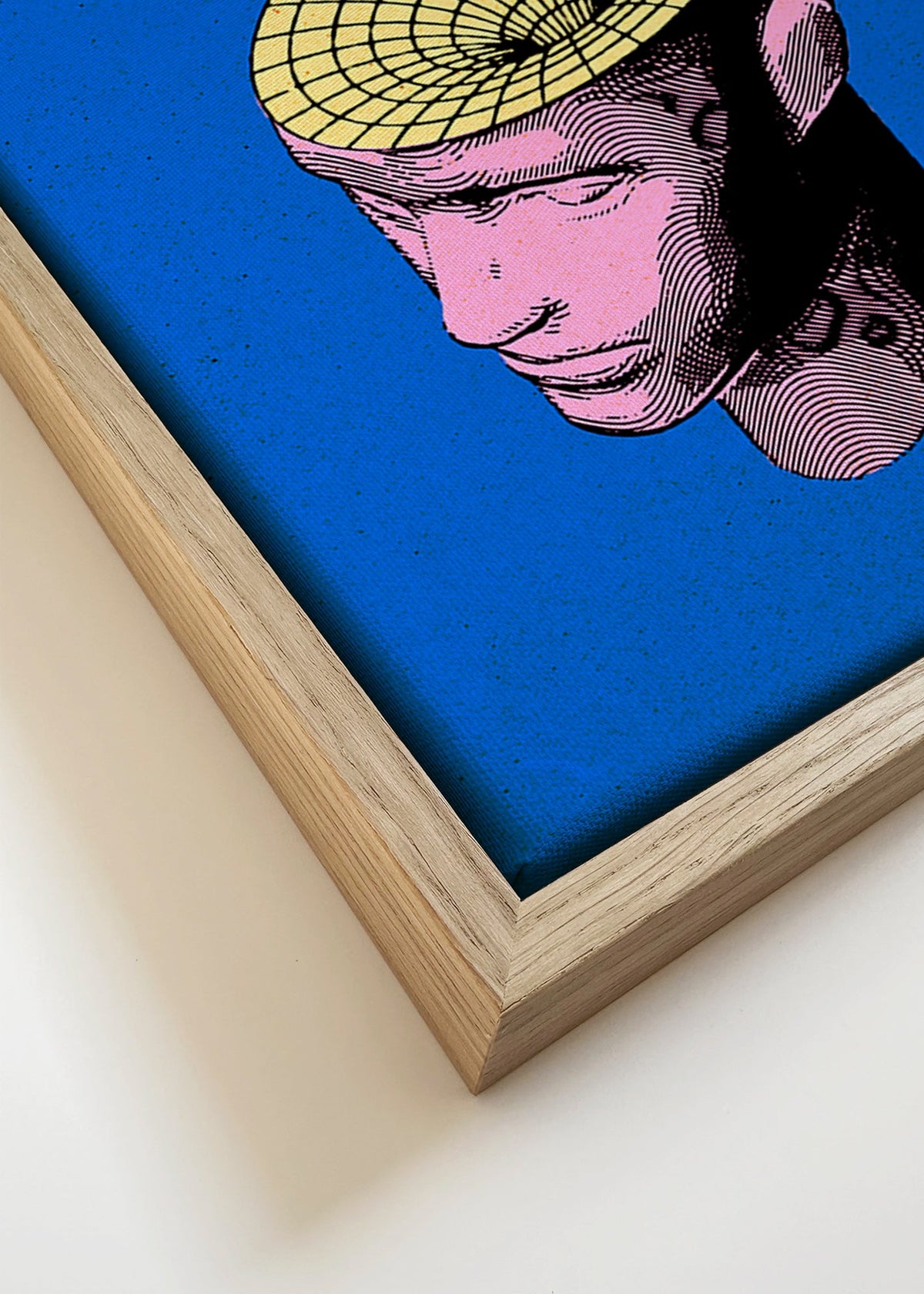 Surrealistyczna ilustracja głowy z planetami – Canvas detail
