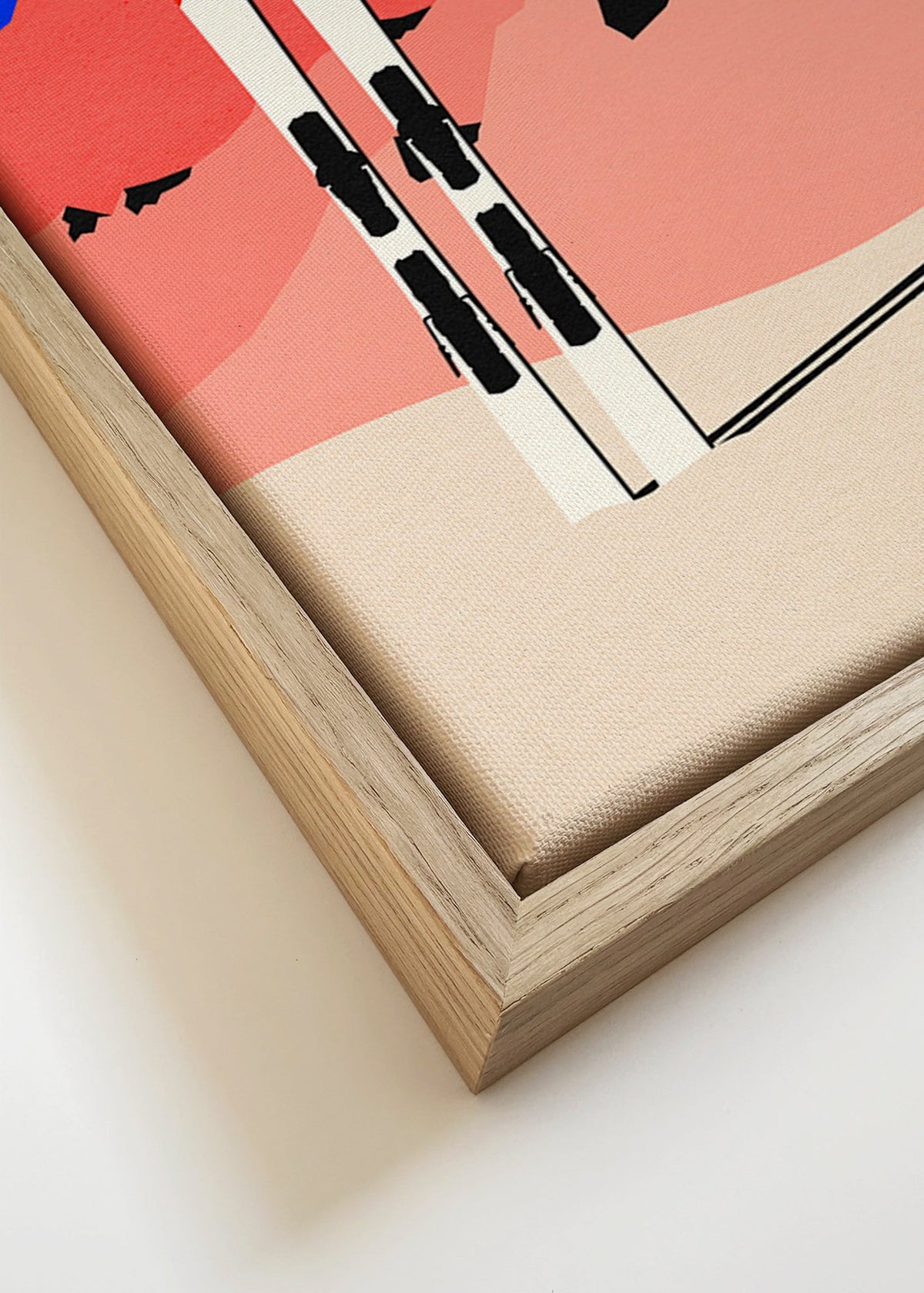 Grafika sportowa: narty na geometrycznym tle gór – Canvas detail
