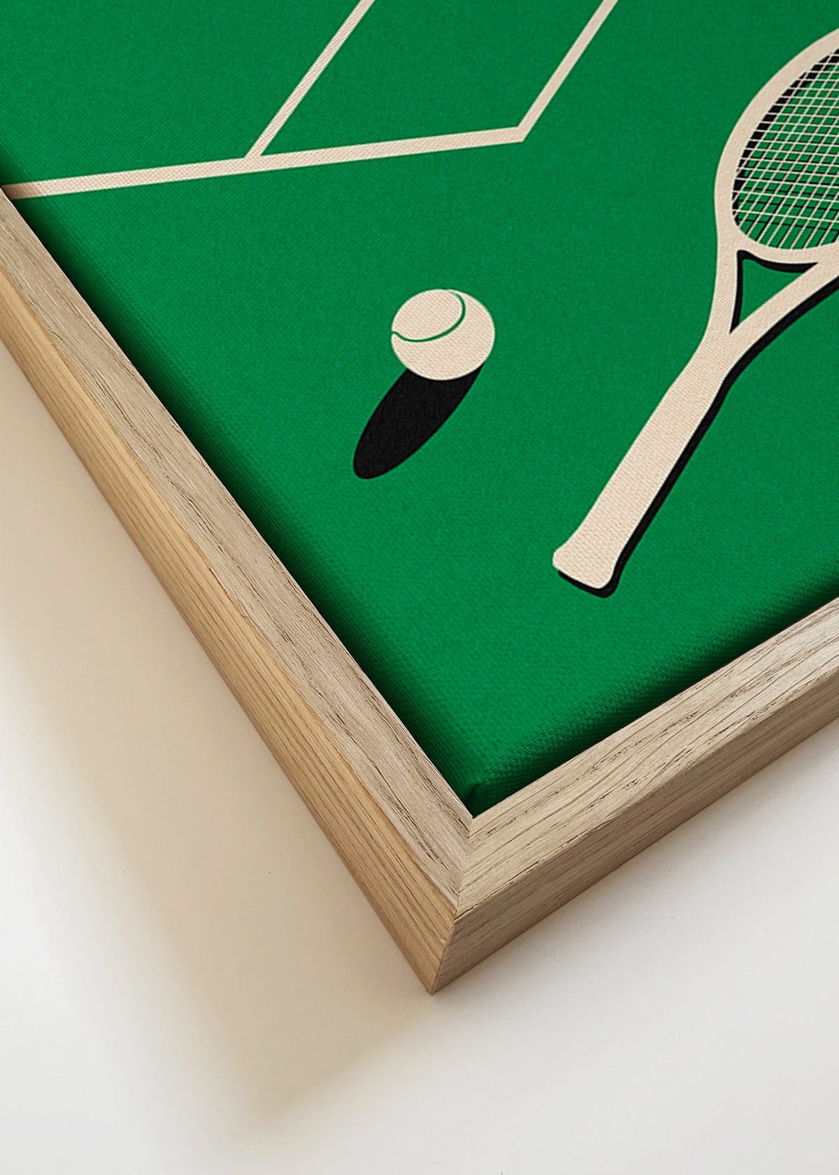 Sztuka sportowa: rakieta i piłka na korcie – Canvas detail