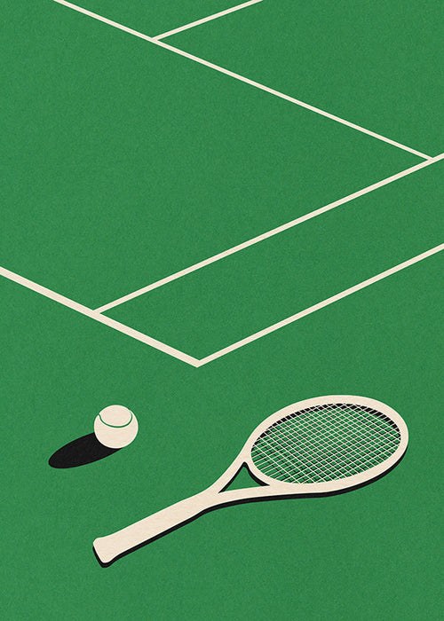 Sztuka sportowa: rakieta i piłka na korcie