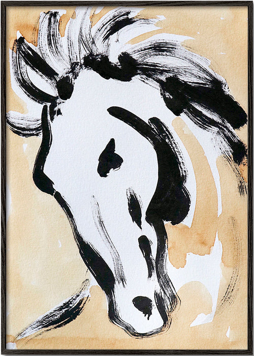Obraz konia w tuszu, gestylny – Black Frame