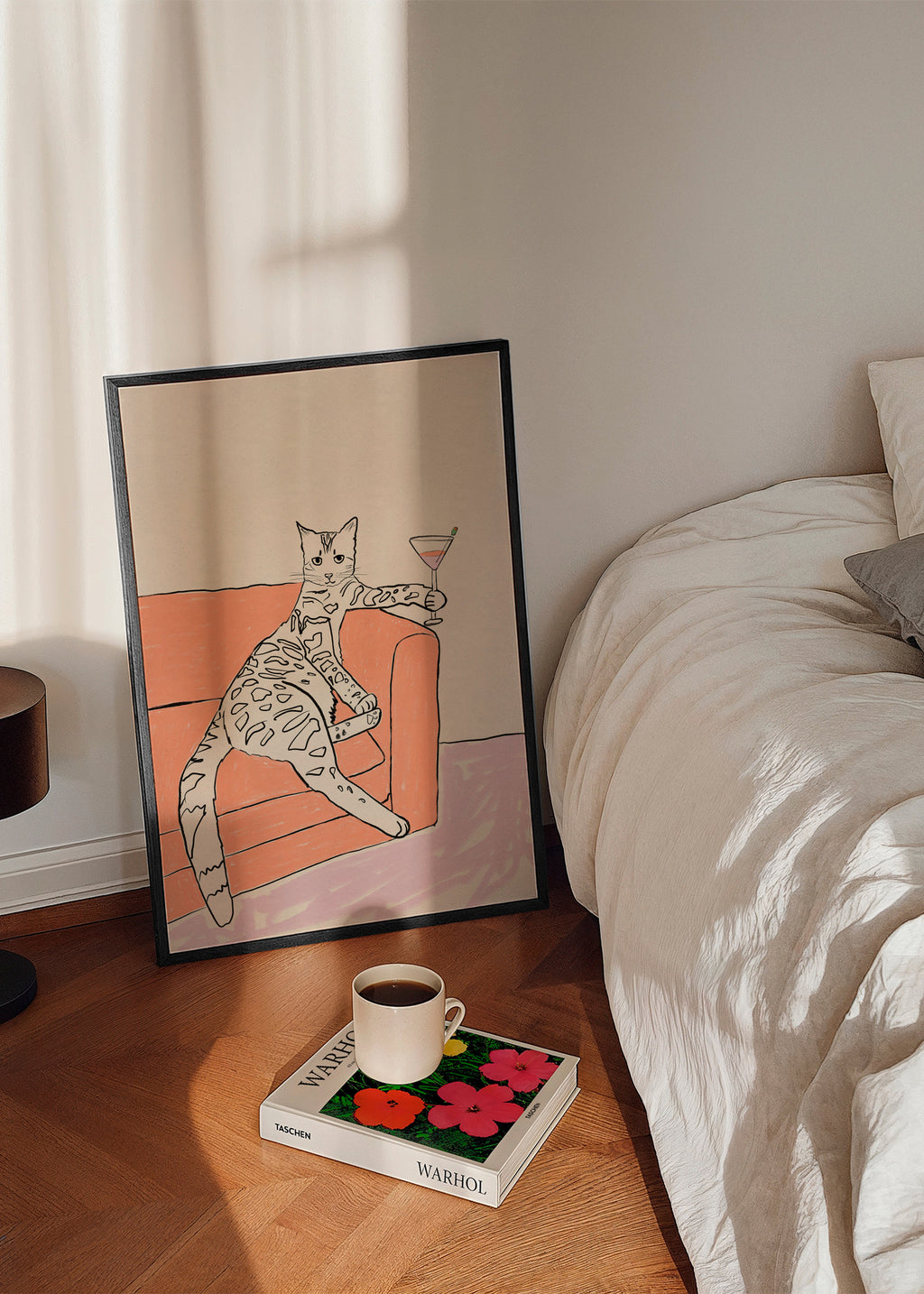 Cat cocktail time - Framed poster in an interior