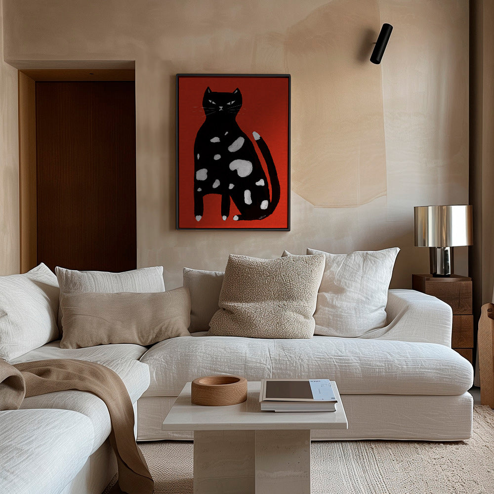 Cuadro gato salpicado sobre fondo rojo – Canvas1