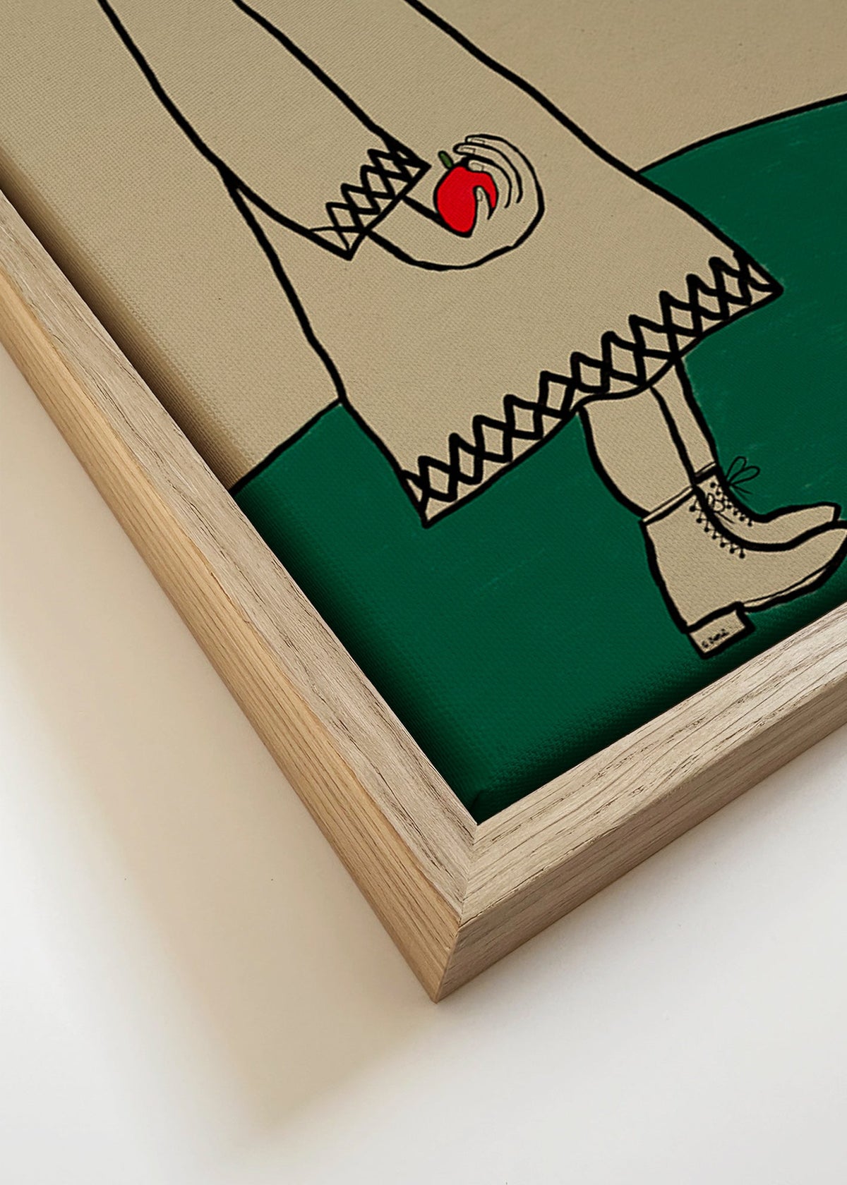 Ilustracja konia z kobietą i jabłkiem – Canvas detail