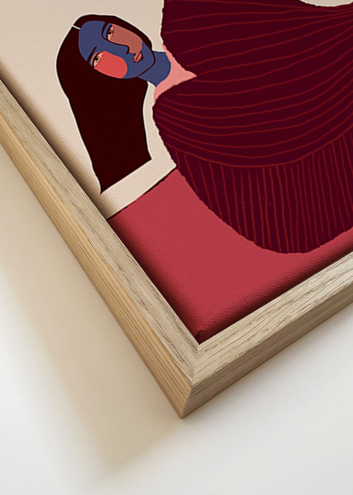 Ilustracja leżącej postaci z królikiem – Canvas detail