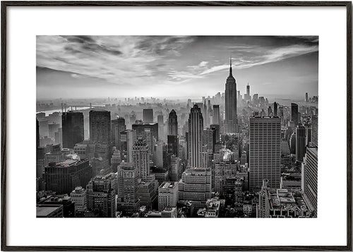 Sztuka do kuchni Panorama Manhattanu czarno-biała – Black Frame