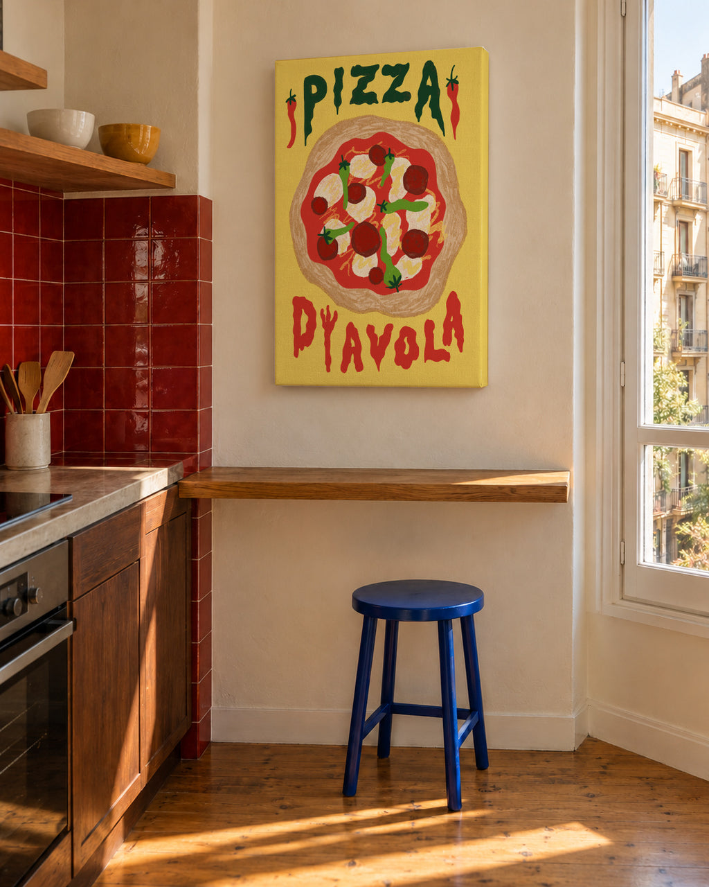Pizza Diavola - Unframed canvas in an interior