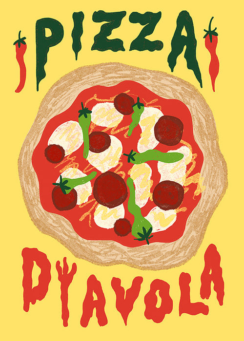 Sztuka do kuchni: Ilustracja Pizza Diavola
