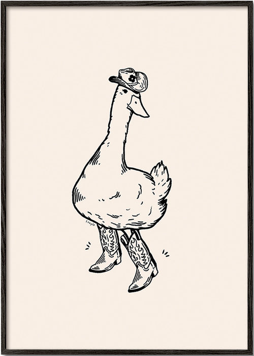 Ilustracja kaczki kowboja – Black Frame