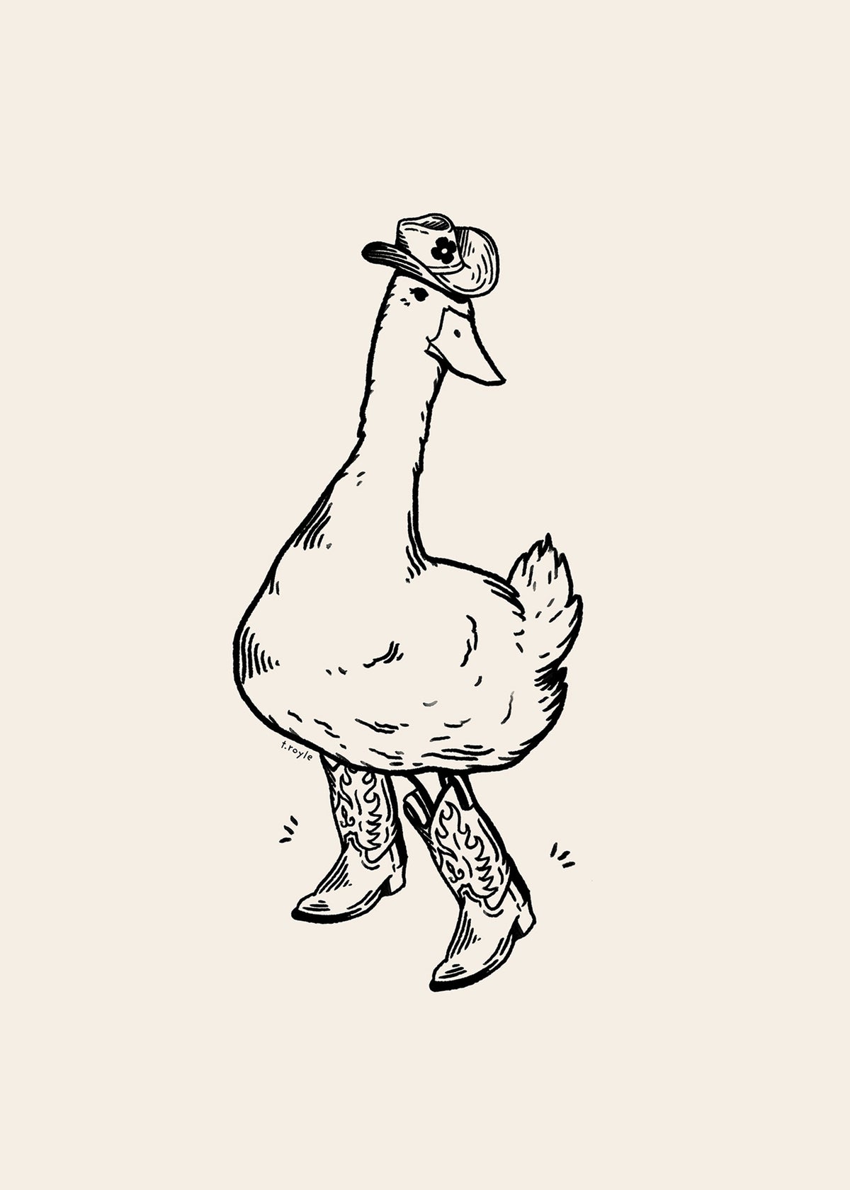 Duck wearing Western Boots - Unframed art print