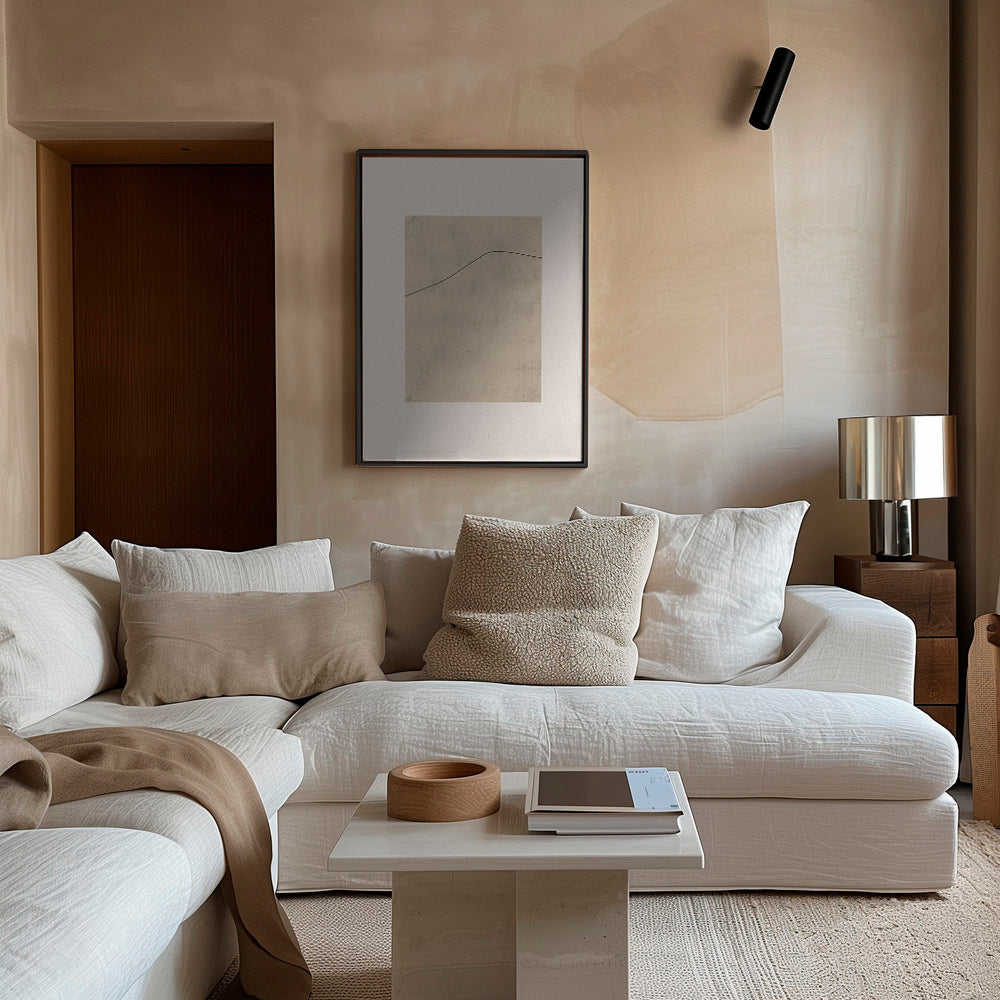 Cuadro minimalista con línea curva sobre beige – Canvas1