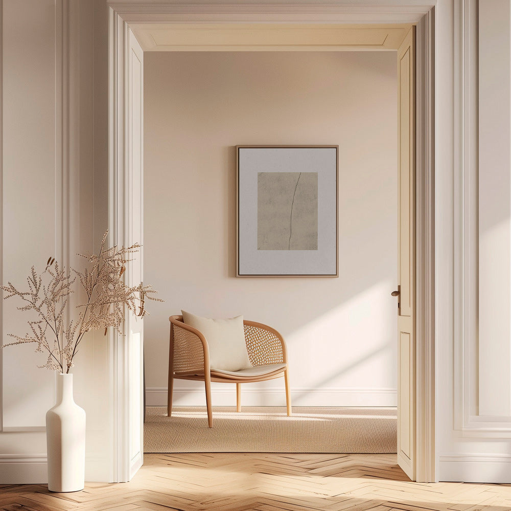 Cuadro minimalista con línea curva sobre textura beige – Canvas2
