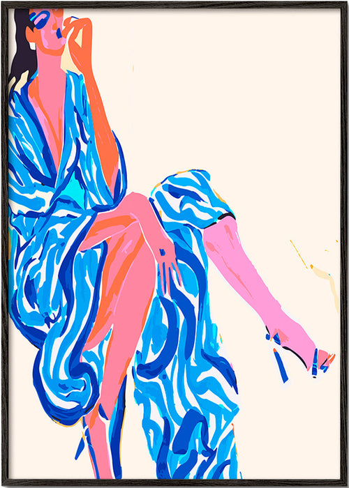 Ilustracja kobiety w wzorzystym szlafroku – Black Frame