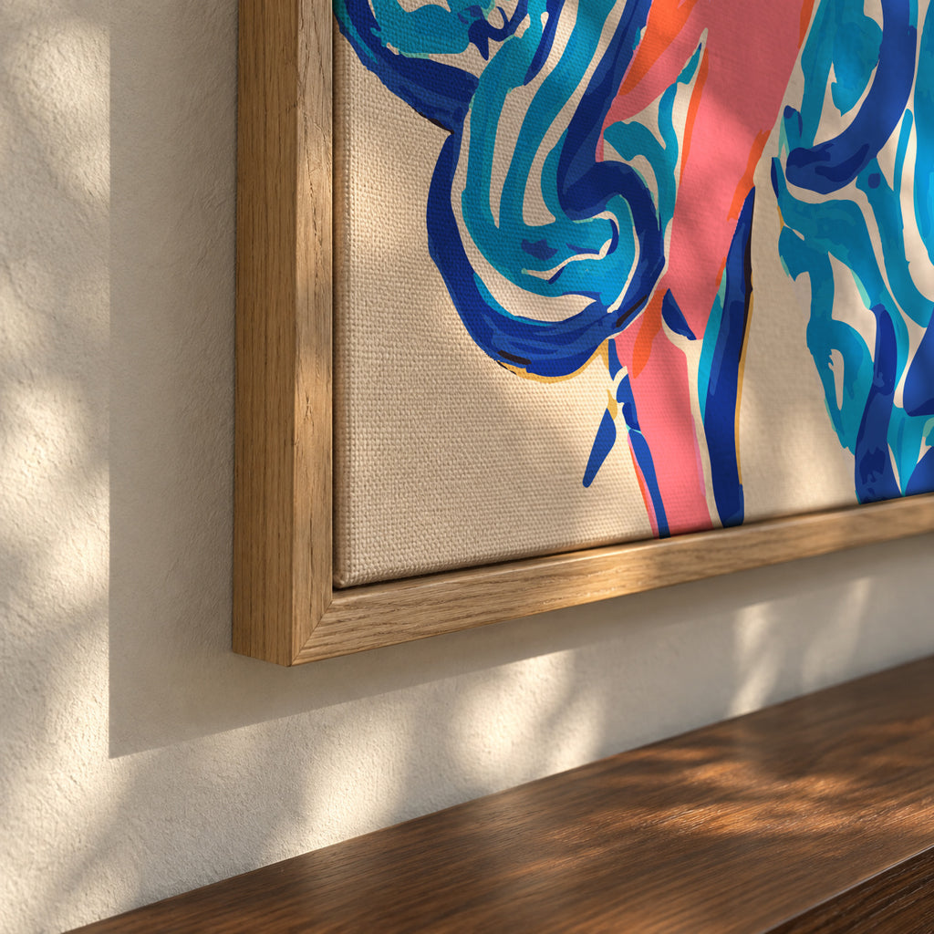 Portrait Woman in robe - Framed canvas detail