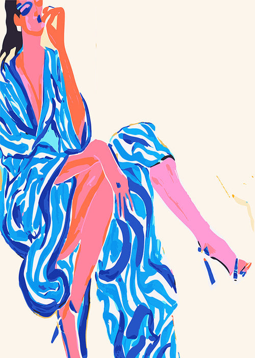 Ilustracja kobiety w wzorzystym szlafroku