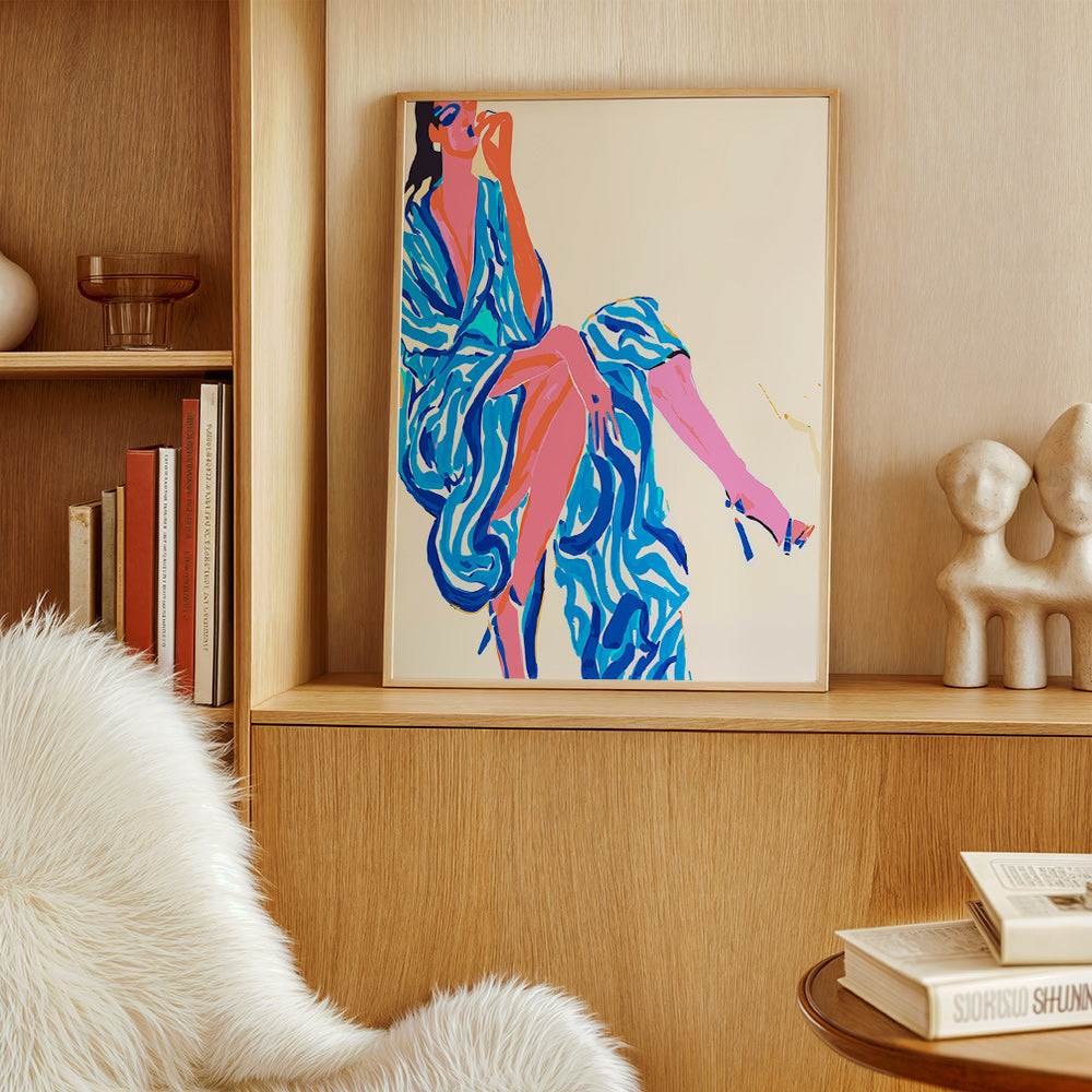 Ilustracja kobiety w wzorzystym szlafroku – Product1