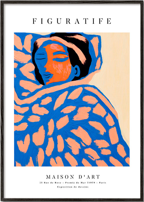 Ilustracja figuratywna kobieta otulona – Black Frame