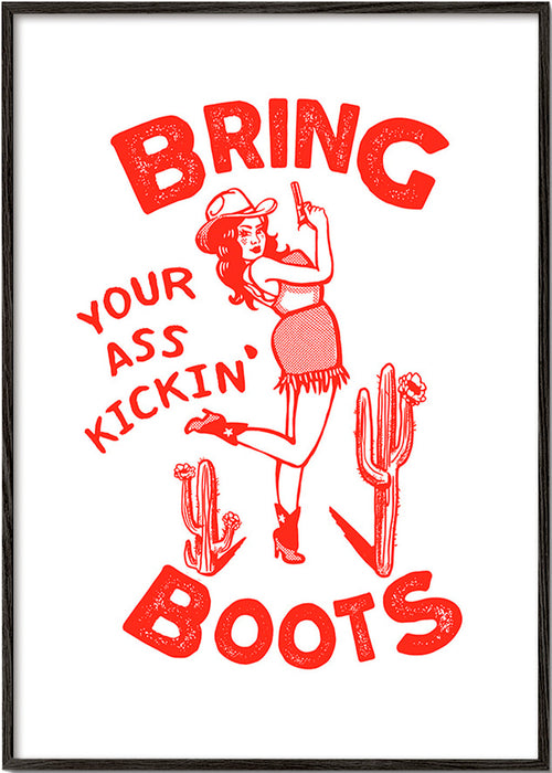 Ilustracja cowgirl z zabawnym napisem – Black Frame