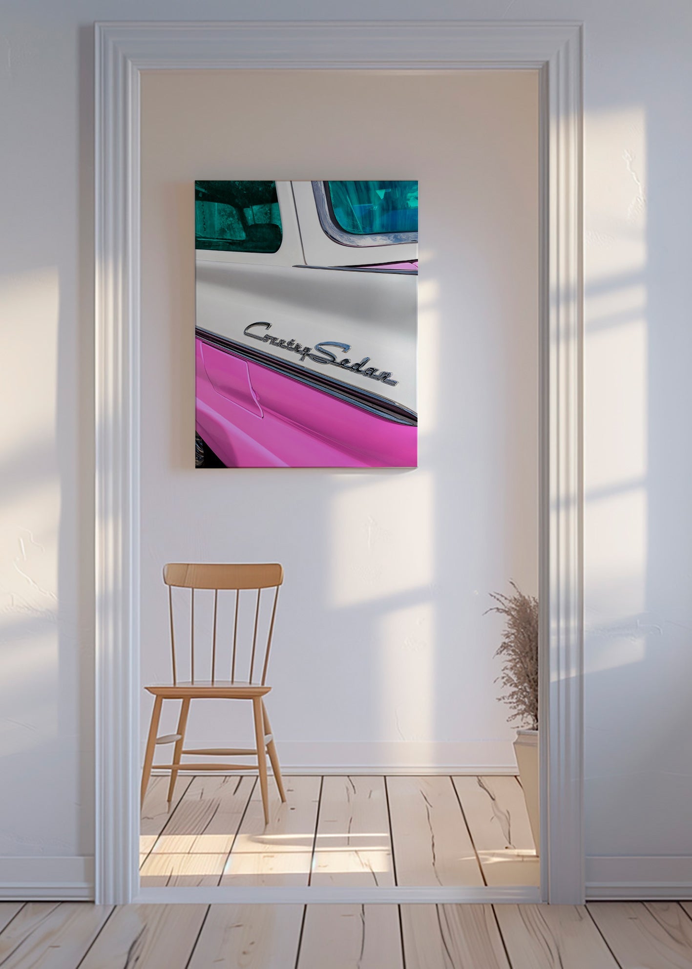 Plakat vintage Country Sedan detal chromu – Canvas