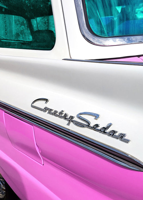 Plakat vintage Country Sedan detal chromu