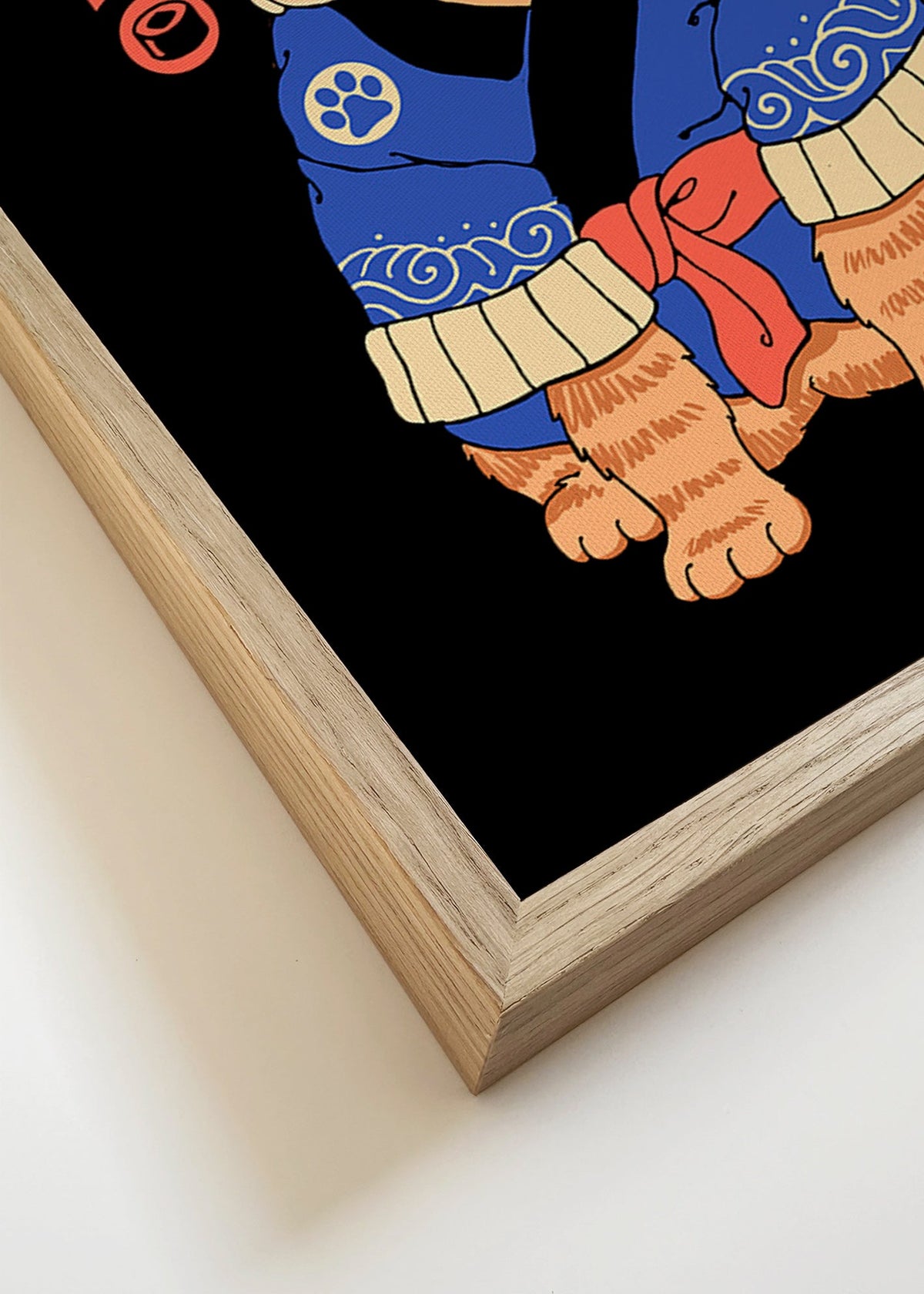 Grafika: japoński kot z ilustracją ryby – Canvas detail