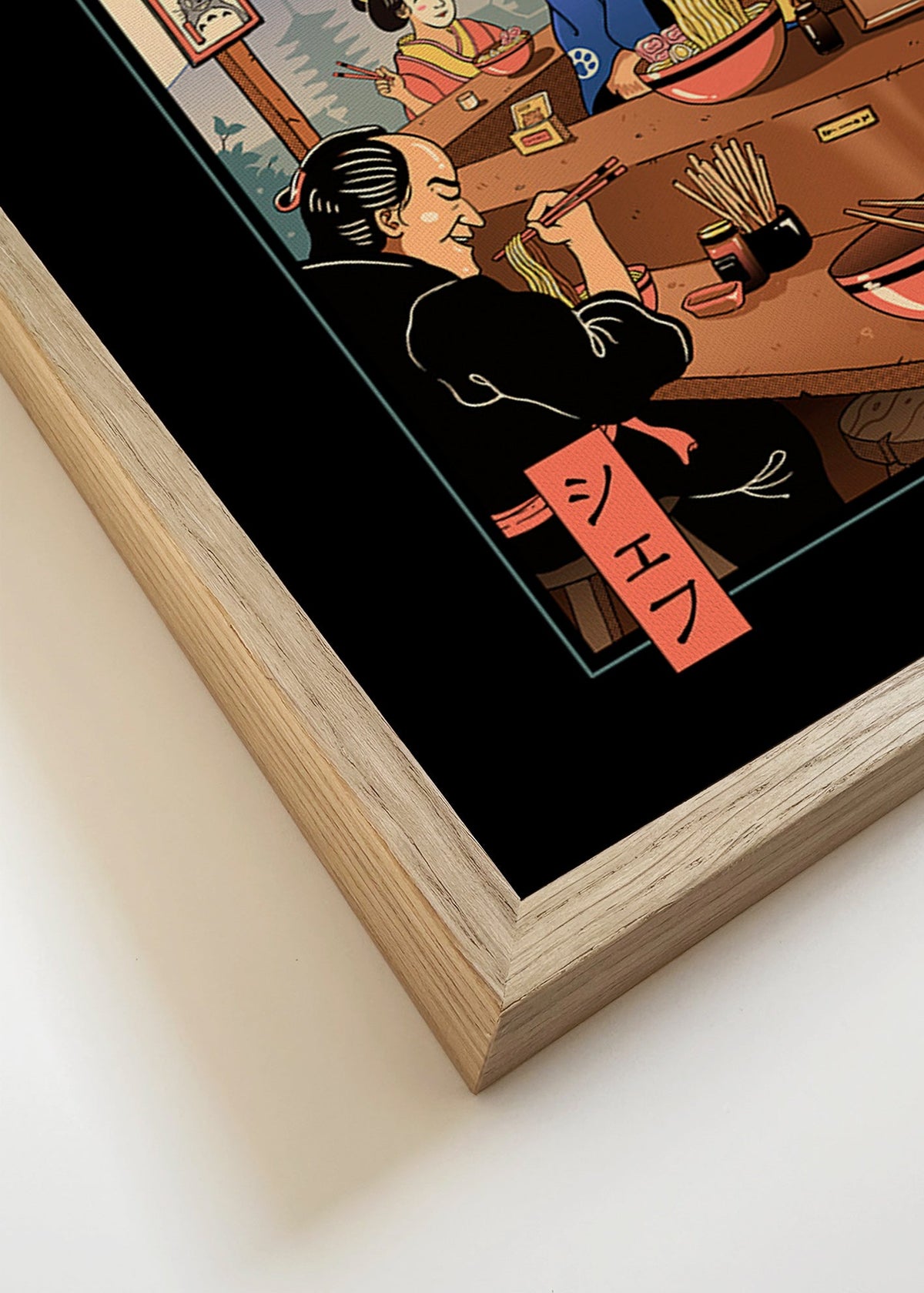 Sztuka do kuchni Ramen Meowster, kot ramen ilustracja – Canvas detail
