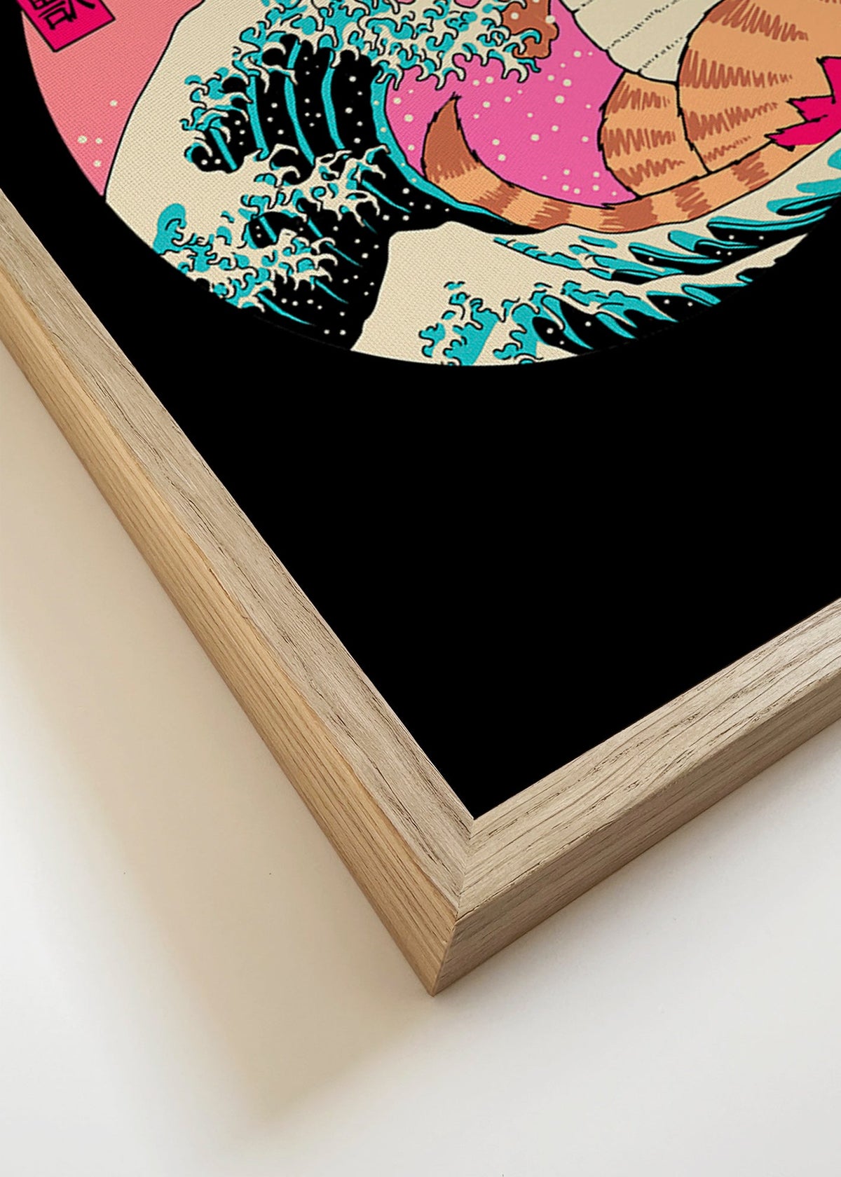 Ilustracja kota kaiju z falą – Canvas detail