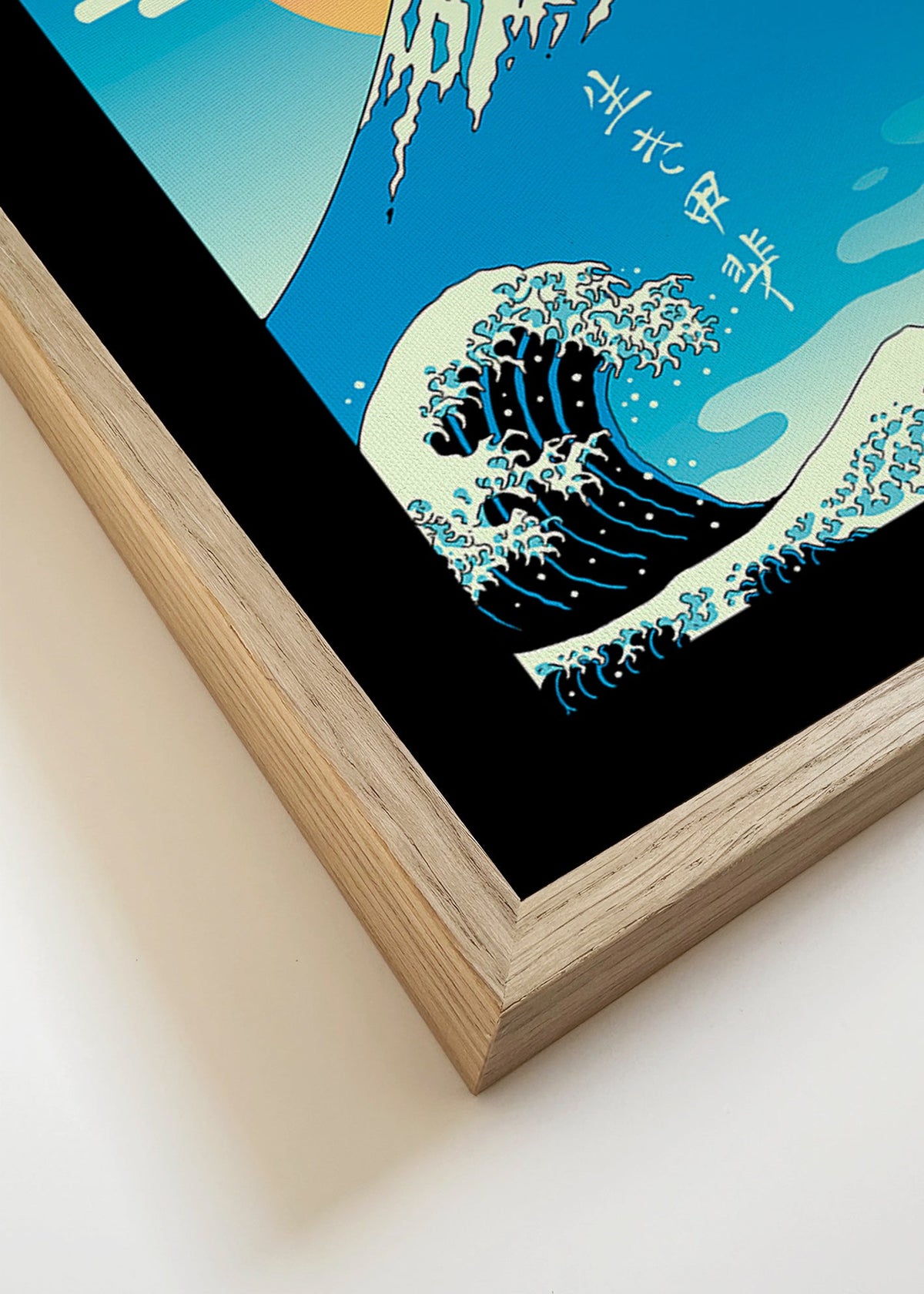Japońska ilustracja Mount Fuji z ikoniczną falą – Canvas detail