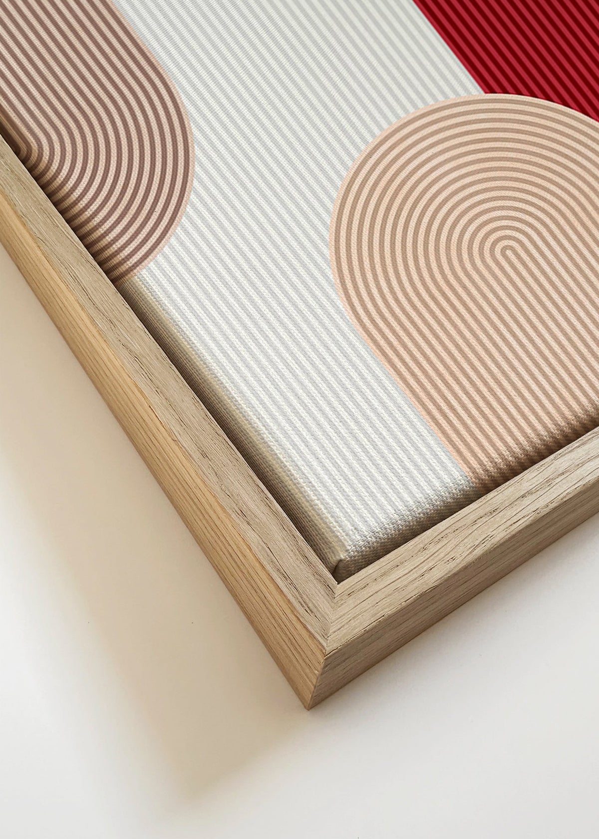 Plakat geometryczny z czerwonymi i beżowymi łukami – Canvas detail
