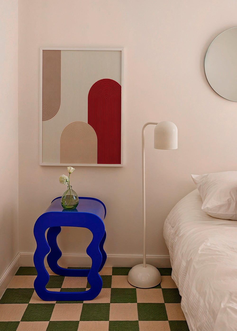 Plakat geometryczny z czerwonymi i beżowymi łukami – Product1