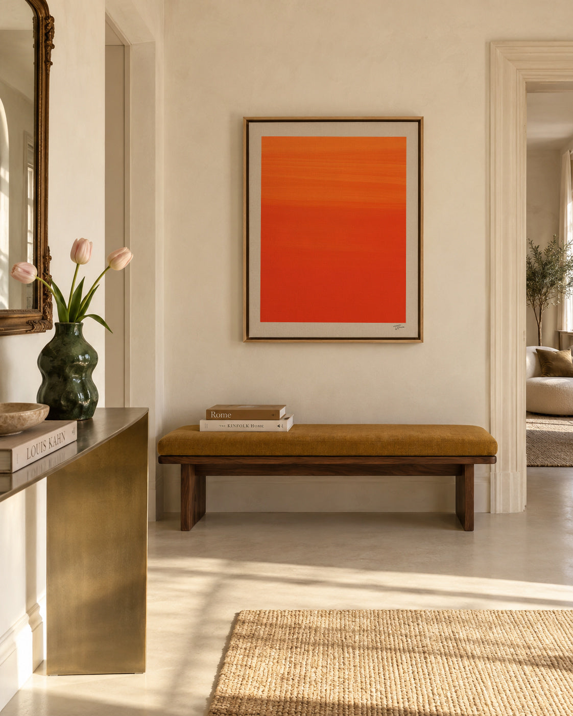 Sunset Horizon - Framed canvas in an interior