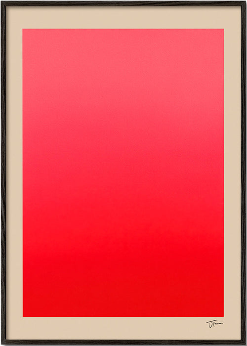 Obraz abstrakcyjny czerwony gradient z podpisem – Black Frame