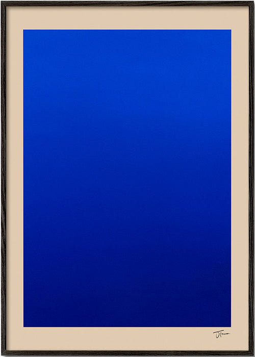 Obraz abstrakcyjny niebieskie pole z beżową ramą – Black Frame