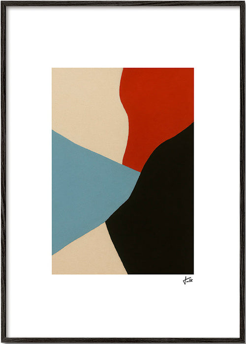 Obraz abstrakcyjny warstwowe kształty pionowo – Black Frame