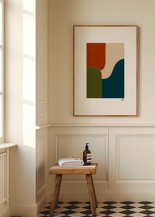 Plakat geometryczny z zaokrąglonymi blokami kolorów – Product1