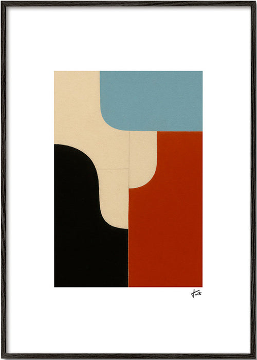 Plakat geometryczny z modułowymi krzywiznami – Black Frame