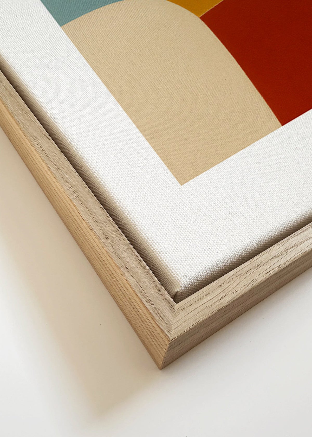 Obraz geometryczny z krzywą i okrowymi polami – Canvas detail