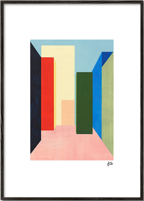 Plakat geometryczny korytarz kolorowy – Black Frame