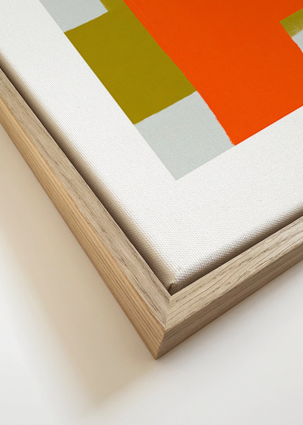 Sztuka abstrakcyjna pomarańczowo-zielona z pionowymi formami – Canvas detail