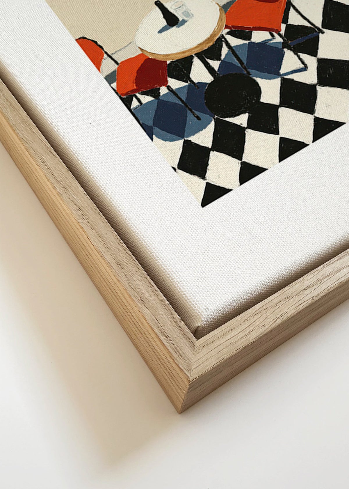 Sztuka do kuchni: stolik kawowy na szachownicy – Canvas detail