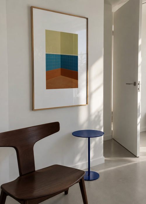 Blue Corner - Framed poster in an interior