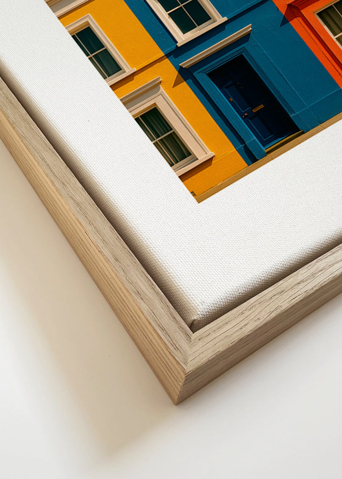 Plakat miasta z fasadą w trzech kolorach – Canvas detail