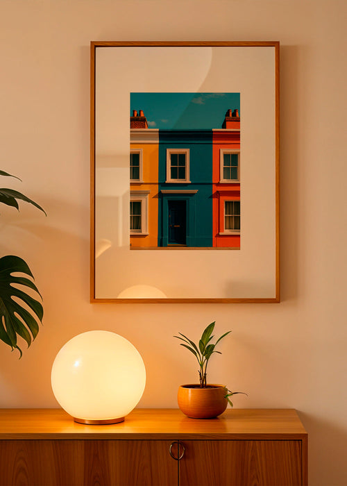 Plakat miasta z fasadą w trzech kolorach – Product1