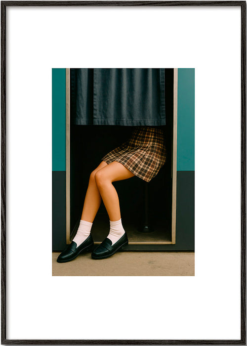 Fotografia nogi siedzącej w kabinie – Black Frame