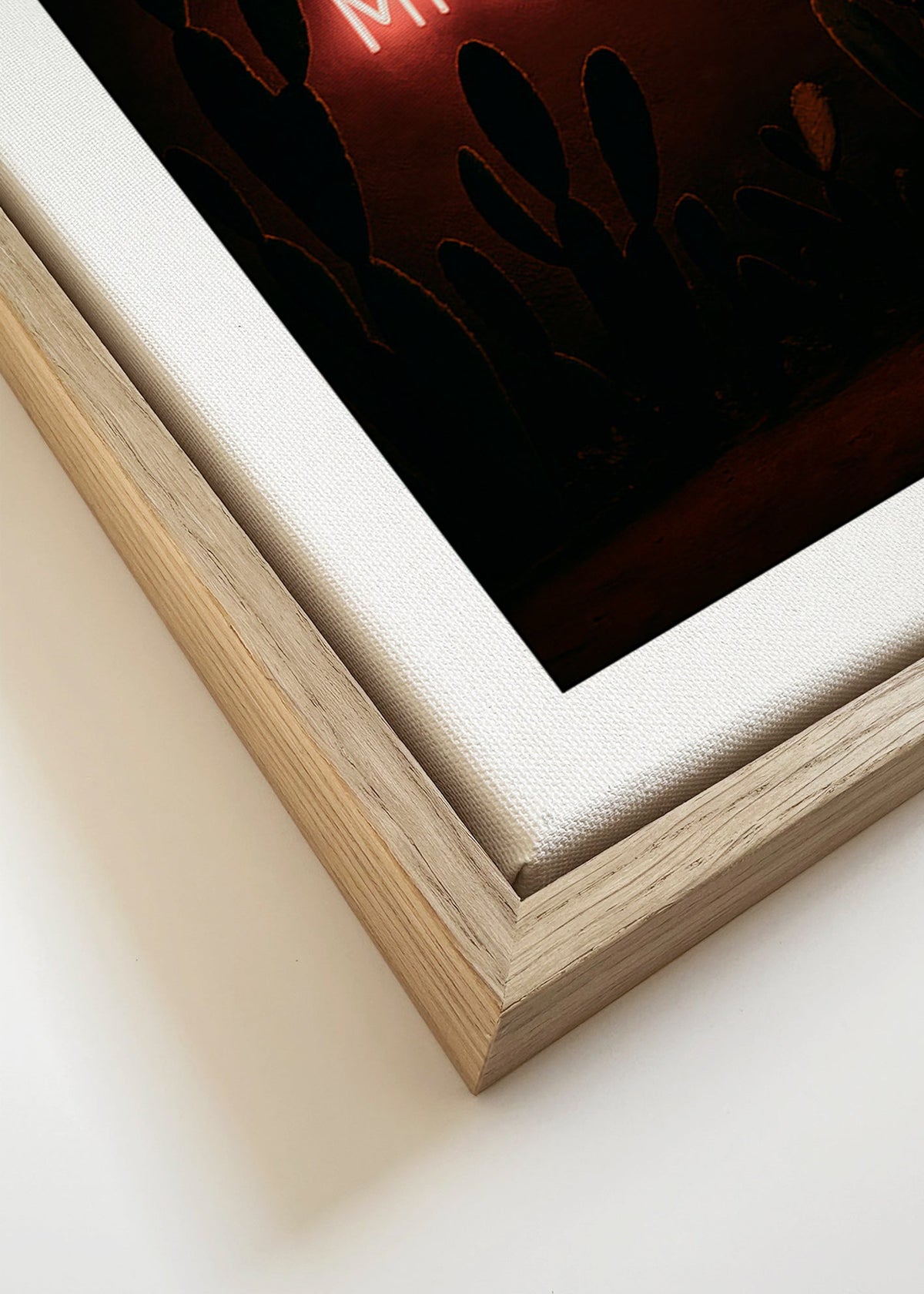 Fotografia: neon 'Mi Amor' na tle kaktusów – Canvas detail