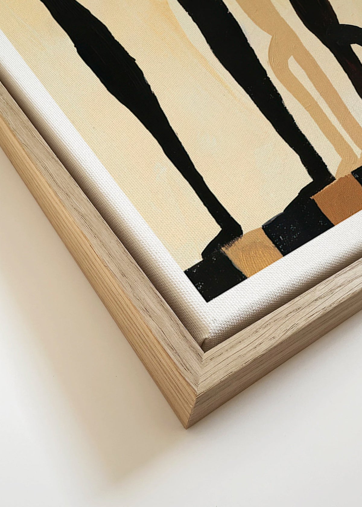 Obraz abstrakcyjny z wydłużonymi postaciami na beżu – Canvas detail