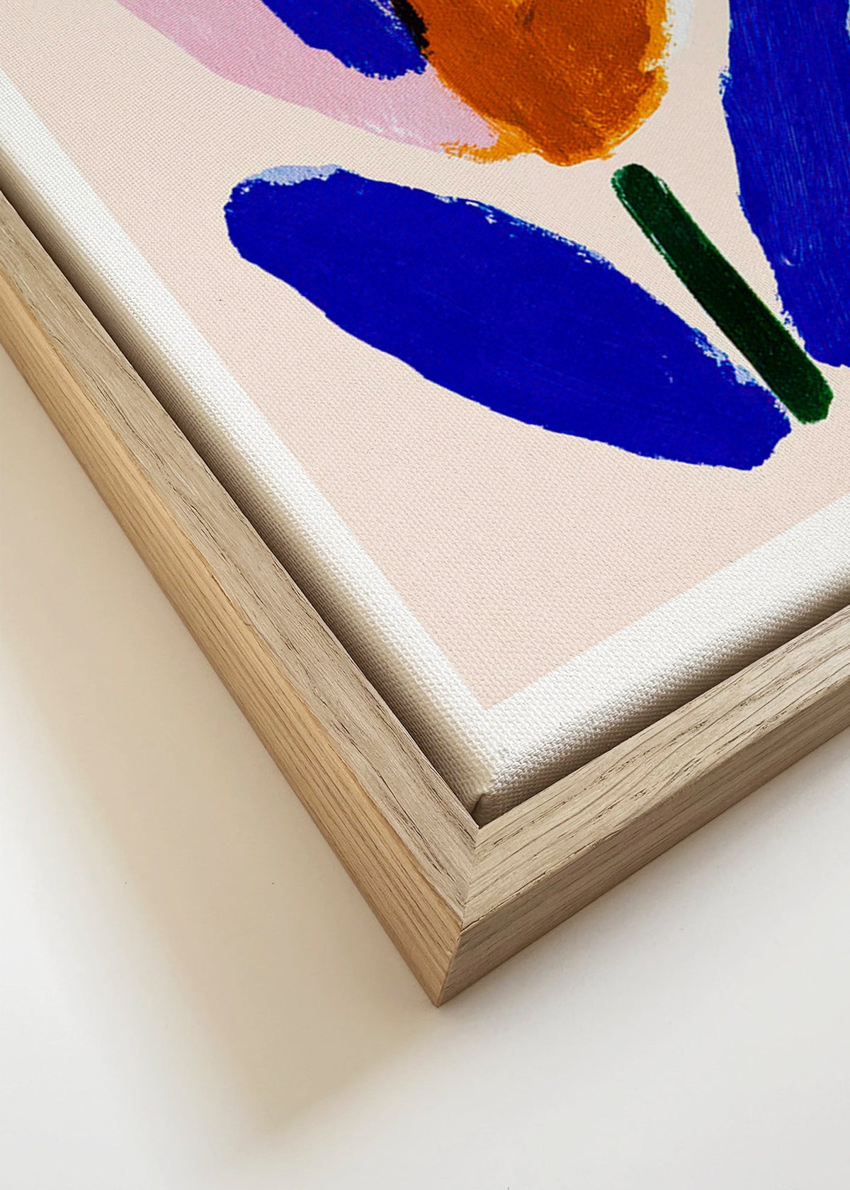 Plakat botaniczny kwiat malarski niebiesko-różowy – Canvas detail