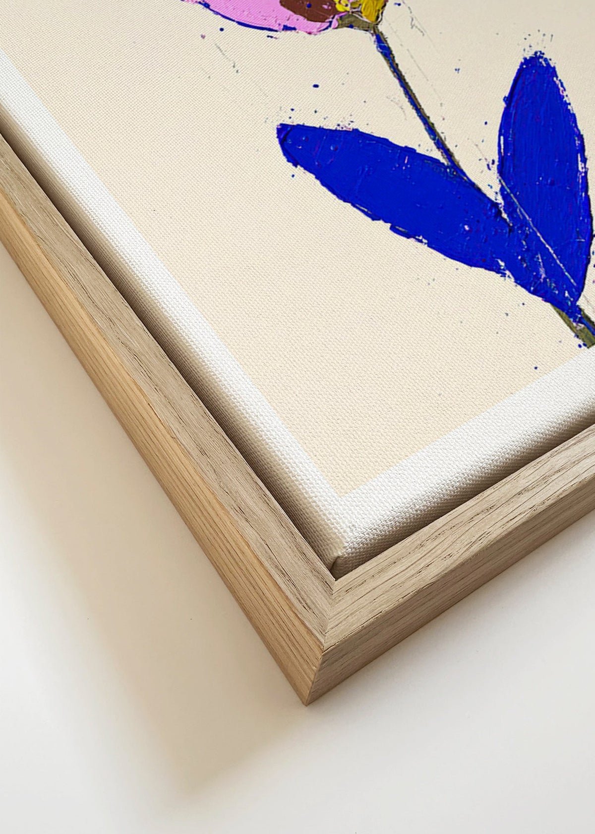 Plakat botaniczny z fioletowym kwiatem i niebieskim liściem – Canvas detail