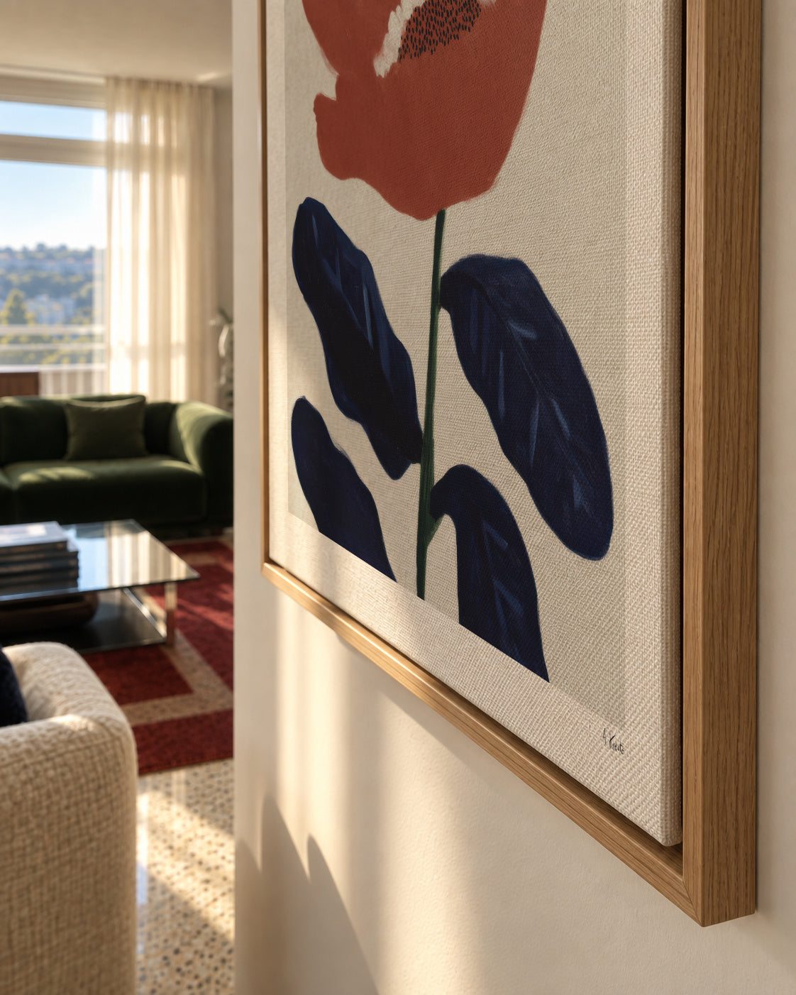 Coral Flower - Framed canvas detail